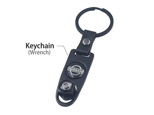 Universal Tire Valve Stem Caps with Logo Emblem Stainless Steel (4pcs) Car Tire Valve Stem Air Caps Cover + (1pcs) Wrench Keychain for