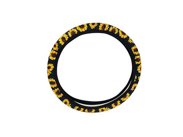 Sunflower Steering Wheel Cover Neoprene Car Steering Wheel Cover Anti Slip and Sweat Absorption Auto Car Wrap Cover (Sunflower)
