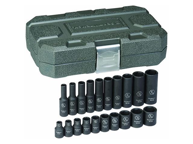20 Pc 1/4' Drive 6 Pt Standard & Deep Impact Socket Set SAE - 84900