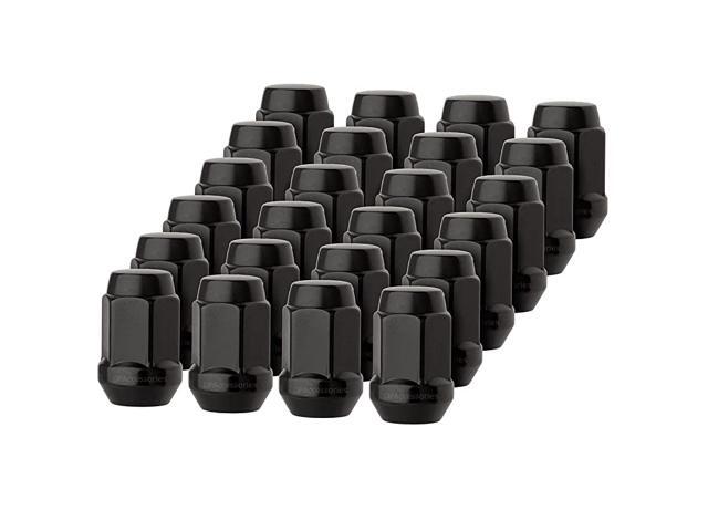 Black 12x15 Closed End Bulge Acorn Lug Nuts - Cone Seat - 19mm Hex
