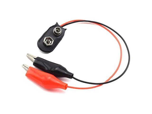 5pcs T Type 9V Battery Clip Connector Positive Negative Snap Lead Wire with Dual Alligator Clips15cm