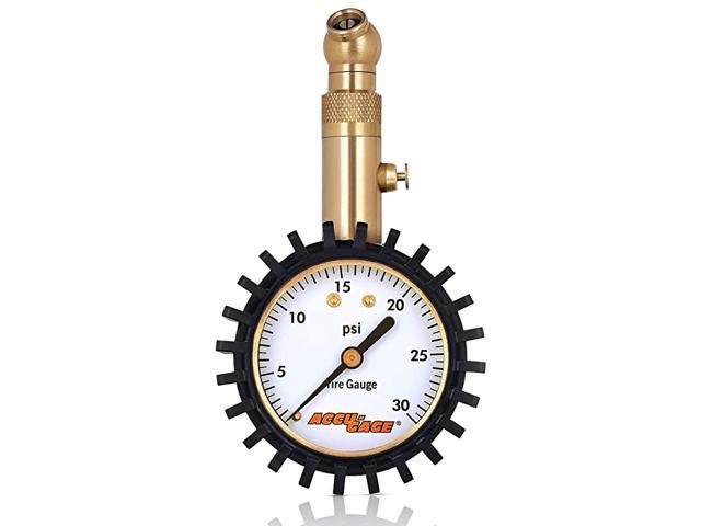 Low Pressure Tire Gauge with Protective Rubber Guard Angled Chuck 30psi
