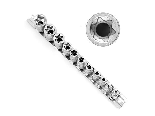 11 Pc Female E Torx Star Socket Set/Rail Female External Star Socket Set E4 - E20 Torque Socket Set