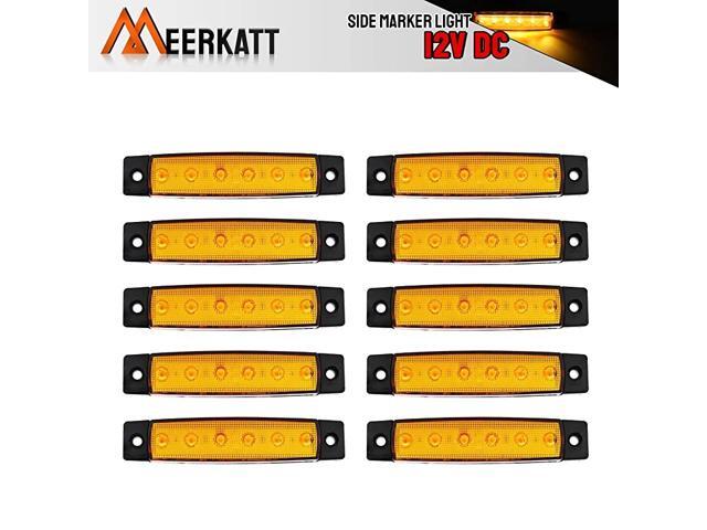 Pack of 10 38 Inch Amber 6 LED Side Marker Indicators Clearance Lamp Turn Signal Tail Light Universal All Vehicles Car Truck Trailer Bus ATV Pickup