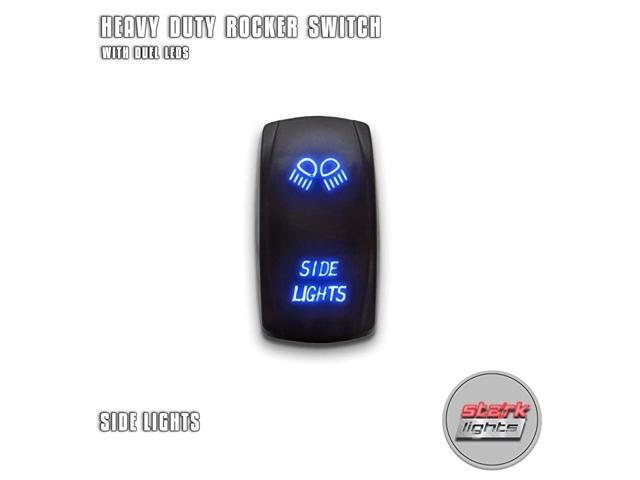 SIDE LIGHTS - Blue - 5-PIN Laser Etched LED Rocker Switch Dual Light - 20A 12V ON/OFF
