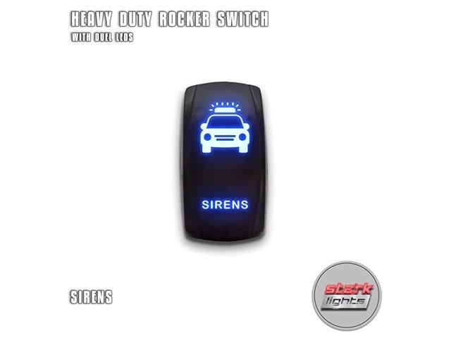 SIRENS - Blue - 5-PIN Laser Etched LED Rocker Switch Dual Light - 20A 12V ON/OFF