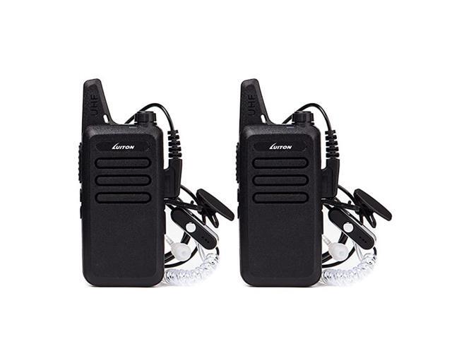Mini Walkie Talkies with Earpiece Rechargeable 3 Watt for Camping Hiking Playing Outdoor Game by (Black 2 Packs)