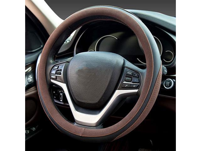Steering Wheel Covers Soft Matte Microfiber Leather Non-Slip Sweat-Absorbent for Women Men Universal 15 Inch Car Decoration (Gray)