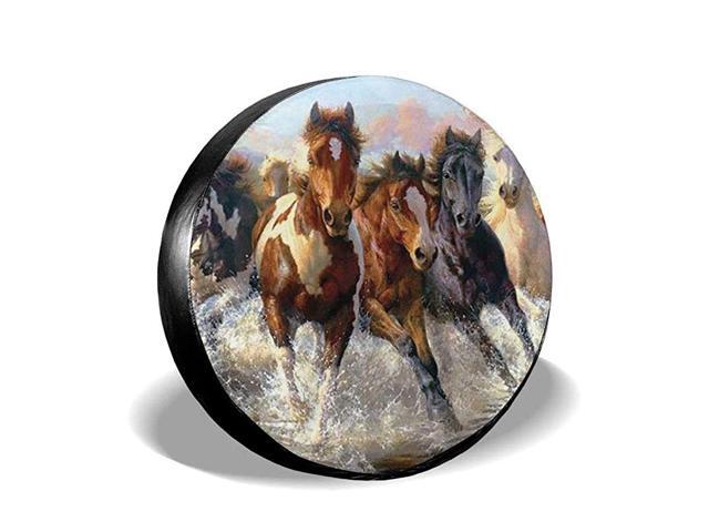Spare Tire Cover Waterproof and DustProof Tire Covers 14 15 16 17 Inch Wheel for RV Jeep Wrangler Trailer Campers American Flag Eagle Horses