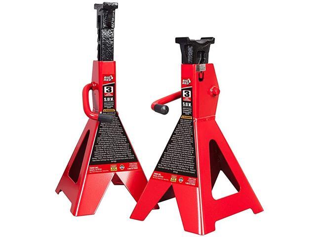 T43006 Torin Steel Jack Stands Fits SUVs and Extended Height Trucks 3 Ton 6000 lb Capacity Red 1 Pair