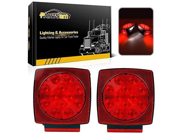 12V Waterproof Square Led Trailer LightRed LED Stop Turn Tail License Brake Running Light Lamp for Trailers Under 80quot Boat Trailer Truck Marine