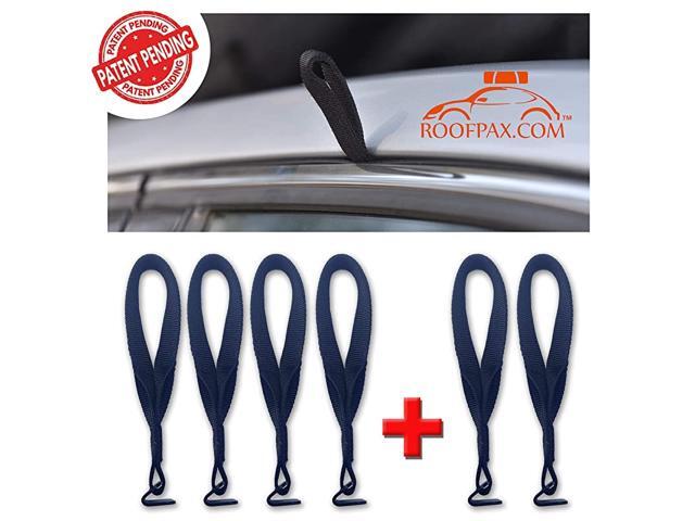 6 Rooftop Cargo Tie Down Hook Straps for Strapping Down Any Car Top Luggage NO More Straps Inside Your CAR 100% Waterproof Attaches to Car Door