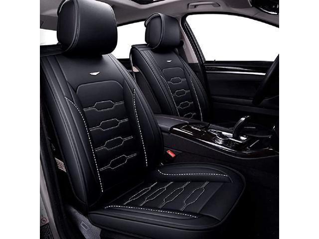 Fashion Style car seat Cover Winter Leather Seats Car PU Leather and 3D Breathable Fabric Fully Surrounded Unisex Seat (Black-red)