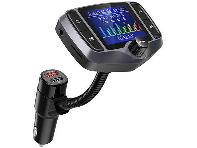 Bluetooth FM Transmitter 18 Inch Display Car Charger Adapter Wireless Bluetooth Receiver Hands-Free Kit QC30 & 5V/24A Support USB Drive SD