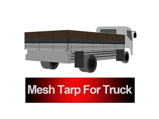 Truck Mesh Tarp 8 X 12 Black Heavy Duty Cover Reinforced Double Needle Stitch Webbing Ripping and Tearing Stop No Rust Thicker Brass Grommets 3