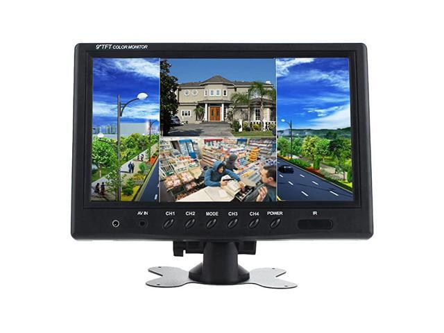 9 TFT LCD Split Screen Quad Monitor CCTV Security Surveillance Car Headrest Video Display 4 RCA Connectors 6 Mode Display Remote Control