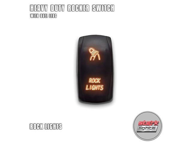 ROCK LIGHTS - Orange - 5-PIN Laser Etched LED Rocker Switch Dual Light - 20A 12V ON/OFF