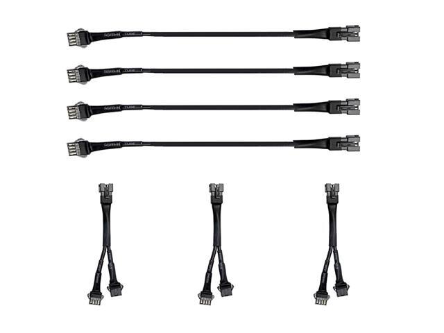 4pcs 2-Feet Extension Cords and 3pcs 2-Way Splitters for Underglow RGB LED Strip Light Kits on Motorcycles Trikes Golf Carts ATVs EXT-2FT