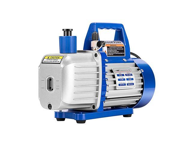 110V 1/2 HP 5 CFM Dual Stage Rotary Vane HVAC Air Vacuum Pump with Oil Bottle ETL Listed