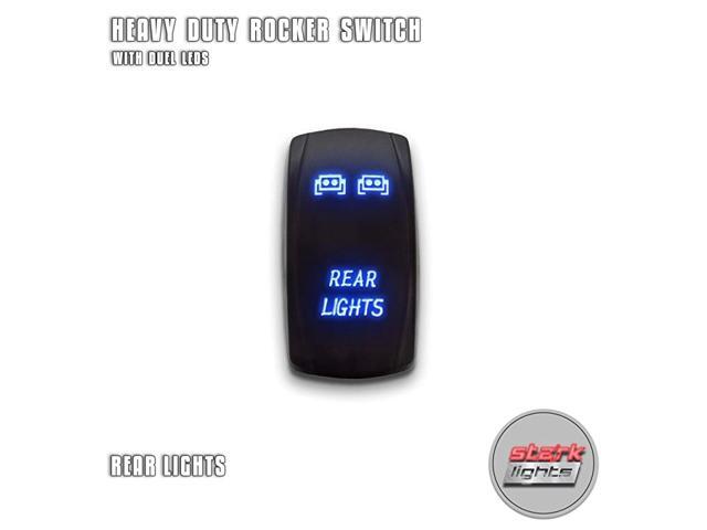 REAR LIGHTS - Blue - 5-PIN Laser Etched LED Rocker Switch Dual Light - 20A 12V ON/OFF