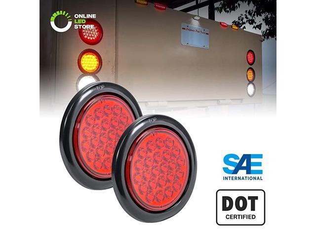 4quot Round Red 24 LED Trailer Tail Lights DOT Certified Grommet amp Plug Included IP67 Waterproof Turn Stop Brake Trailer Lights for RV Truck