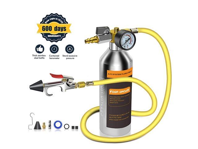 IRONCUBE AC Flush KitA/C Air Conditioner System Flush Canister Kit Clean Tool Set R134a R12 R22 R410a R404a for Auto Car with 35 ft Hose American