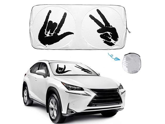 Windshield Sun Shade 2-Piece Foldable Car Front Window Sunshade Cover Cartoon Cute Cat Visor UV Protector Sun Blocker to Keep Vehicle Cool for