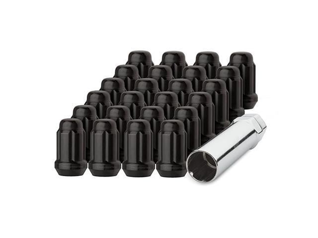 Black 1/2-20 Closed End Spline Tuner Lug Nuts for Aftermarket Wheels