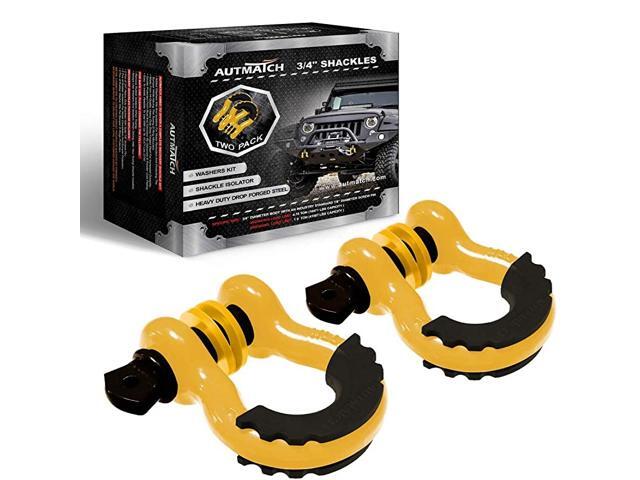 Shackles 3/4' D Ring Shackle (2 Pack) 41887Ibs Break Strength with 7/8' Screw Pin and Shackle Isolator & Washers Kit for Tow Strap Winch Off Road