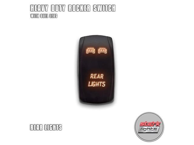 REAR LIGHTS - Orange - 5-PIN Laser Etched LED Rocker Switch Dual Light - 20A 12V ON/OFF