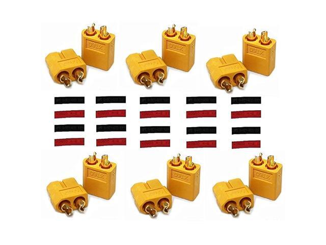 XT60 XT60 6 Pair Connectors Male Female Bundled with 5mm Heat Shrink Tubing red and Black