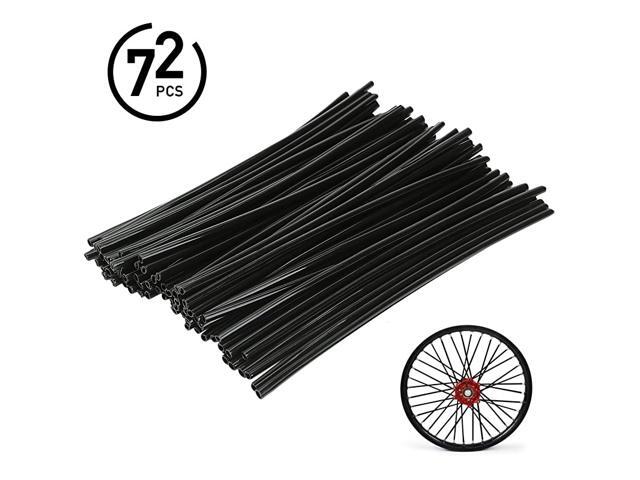 72Pcs Universal Spoke Skins Cover - Wheel Spoke Wraps Skins Pipe Trim Decoration Protector For Motorcycle Dirt Bike Yamaha Harley Suzuki(Black)