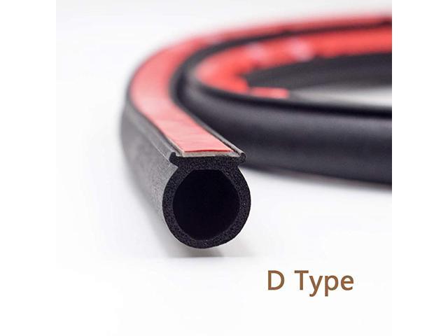 KX Automotive Universal New Weather Stripping EPDM Rubber Seal Strip D-Shape Self Adhesive Car Truck Door Window Weather Strip Soundproof Noise