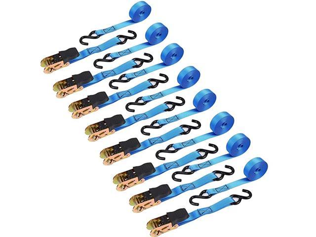 Ratchet Tie Down Strap 8-Pack 15 Ft - 500 lbs Load Cap with 1500 lbs Breaking Limit Ratchet Tie Downs Logistic Cargo Straps for Moving