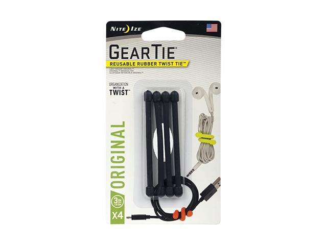 GT3-4PK-01 Gear Reusable Rubber Twist Tie 3' - 4-Pack Black