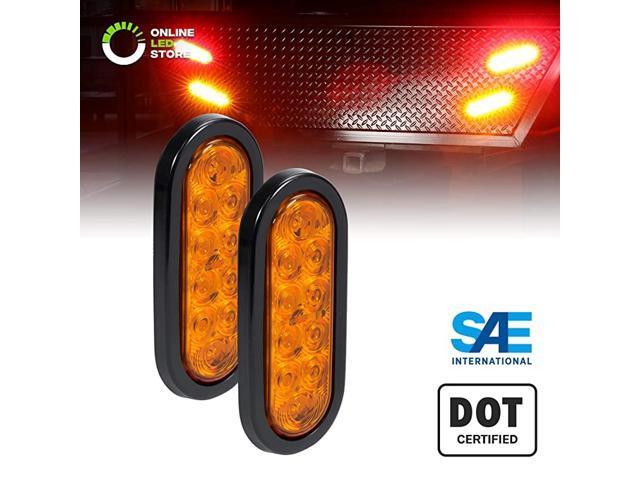 6quot Amber Oval LED Trailer Tail Light Kit DOT FMVSS 108 SAE I6 Grommet amp Plug Included IP67 Waterproof Park amp Turn Signal Marine Trailer