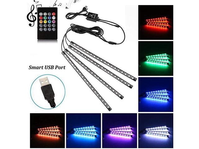 Car LED Strip Light 4 Pcs Multicolor Music Car Interior Atmosphere Lights for Car TV Home with Sound Active Function Wireless Remote Control and