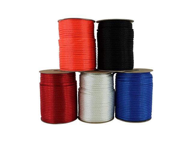 Solid Braid Nylon Utility Rope - Multipurpose Rope for Commercial Applications Anchors Crafts (5/16' x 100ft Black)
