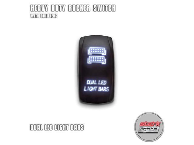 DUAL LED LIGHT BARS - White - 5-PIN Laser Etched LED Rocker Switch Dual Light - 20A 12V ON/OFF