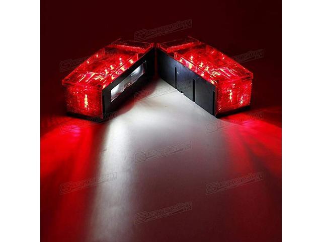 LED Boat Trailer Light Waterproof Red Trailer Boat Rectangle Rectangular Low Profile Stop Turn Submersible Lights kit