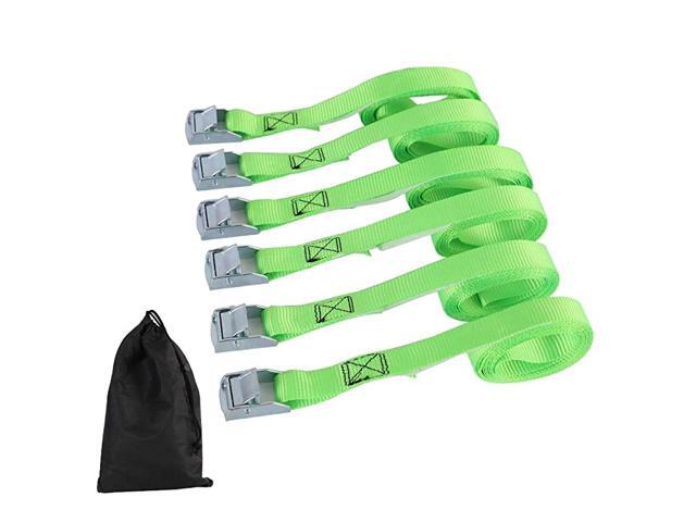 Cam Buckle Straps 6PK 8FT Powersports Tie-Downs 1-Inch Green