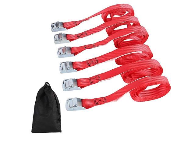 Cam Buckle Straps 6PK 8FT Powersports Tie-Downs 1-Inch Red