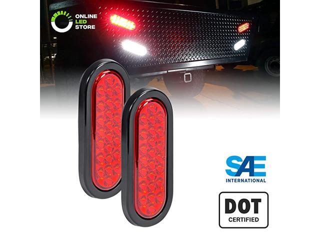 6quot Red Oval LED Trailer Tail Light Kit DOT FMVSS 108 SAE STIP 24 LED Grommet amp Plug Included IP67 Waterproof Stop Turn Tail Trailer Brake
