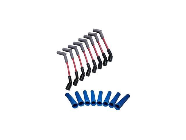 LSx Performance Spark Plug Wire & Heat Boot Combo (Red 45 Wires & Blue Boots)