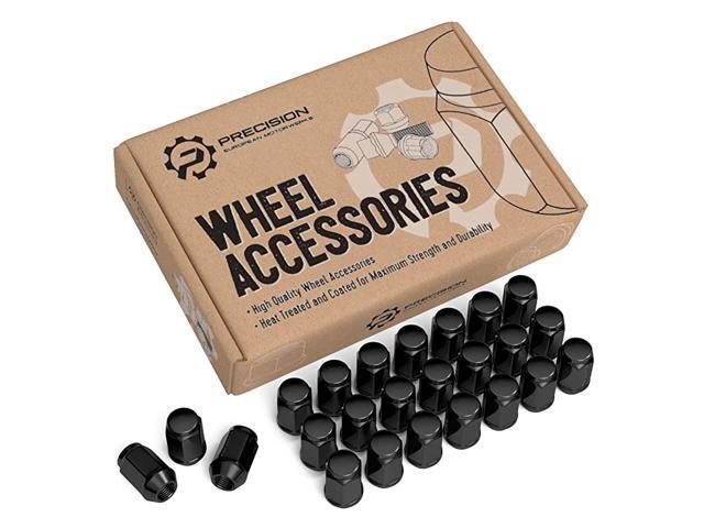 Black 12x15 Metric Wheel Lug Nuts - Closed End Bulge Conical Taper Acorn Cone Seat - 14 inch Length - Installs with 19mm or 3/4 inch Hex Socket