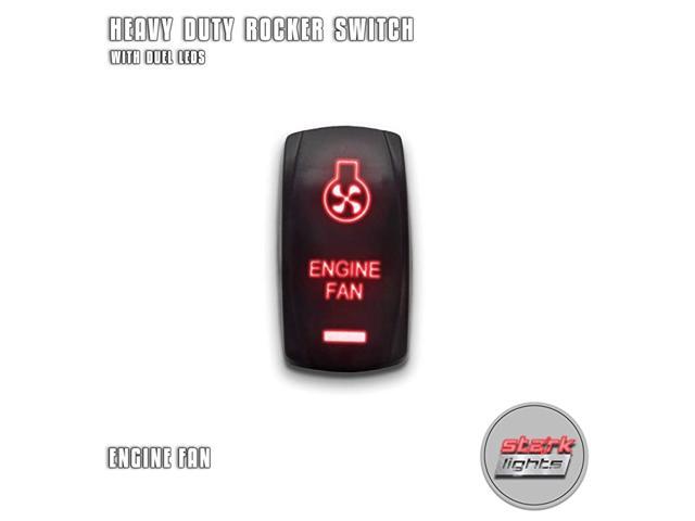 ENGINE FAN - Red - 5-PIN Laser Etched LED Rocker Switch Dual Light - 20A 12V ON/OFF