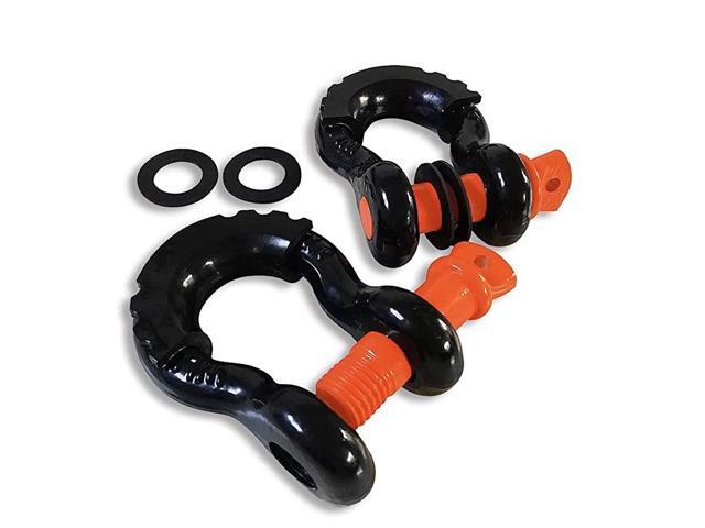 D-Ring Shackle 3/4' 2 Pack Clevis Shackles Rugged 19 Ton (41890 lbs) Break Strength with 7/8' Screw Pin and Shackle Isolator & Washers for