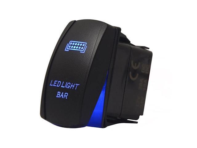 12V 20A Push Button Rocker Toggle Switch Blue LED Bar Light Car Auto