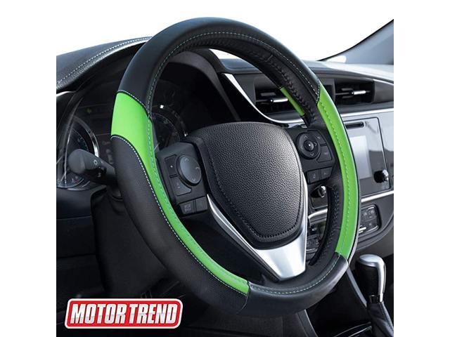 SW-815 Black Max Grip Steering Wheel Cover with Advanced Traction Tread and Contrast Stitching-Universal Fit for Standard Sizes 145 15 155 inches