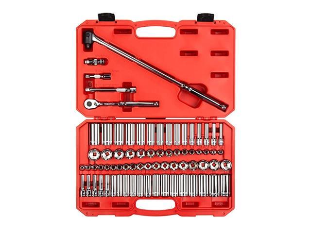 3/8 Inch Drive 6-Point Socket & Ratchet Set 74-Piece (1/4-1 in 6-24 mm) SKT15311